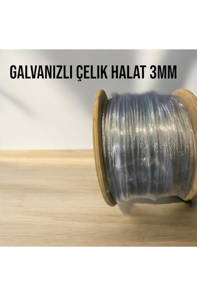 Üren Çelik Halat 3mm Galvaniz Çelik Halat 100 Metre Uyumlu