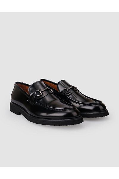 Cabani 100% Genuine Leather Black Opening Buckle Men's Classic Shoes