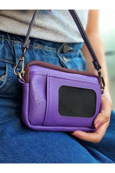 yedideri Stylish Purple Women's Wallet with Zipper and Snap Fasteners - Card Holder Accessory with Coin Compartment