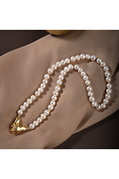 OSMANLI DOĞAL TAŞ Inci Doğal Taş Gümüş El Ele Kolye