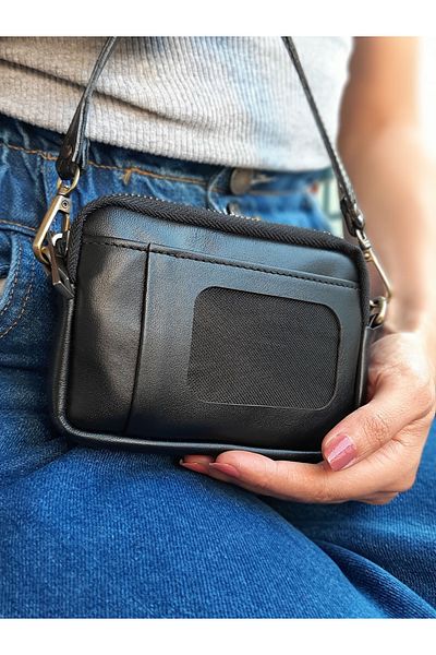 yedideri Stylish Black Zippered and Snap Fastener Coin Compartment Wallet Card Holder Accessory