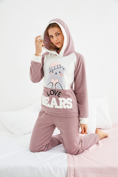 sharin Women's Patterned Winter Fleece Pajamas Set 1c-1053m