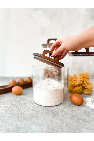 KaiHome Akasya Vakum Kapaklı Kavanoz 1850ml