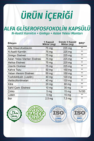 Alpha-gpc Alfa Gliserofosfokolin Kapsül (ALPHA GLYCERYLPHOSPHORYLCHOLİNE CAPSULE)
