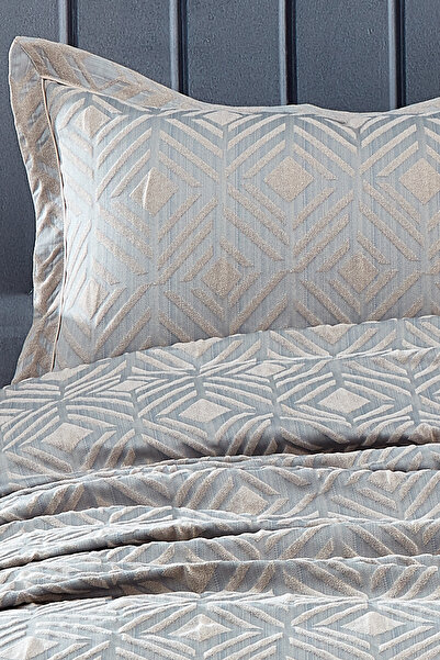 Nazik Home Malta Geometrik Desenli Jakarlı Çift Kişilik Yatak Örtüsü