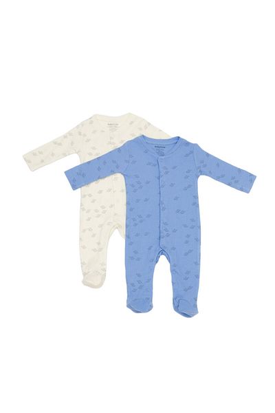 BabyCosy Set 2 salopete lungi Printed, BabyCosy, Ecru/Lavanda, 3-6 luni