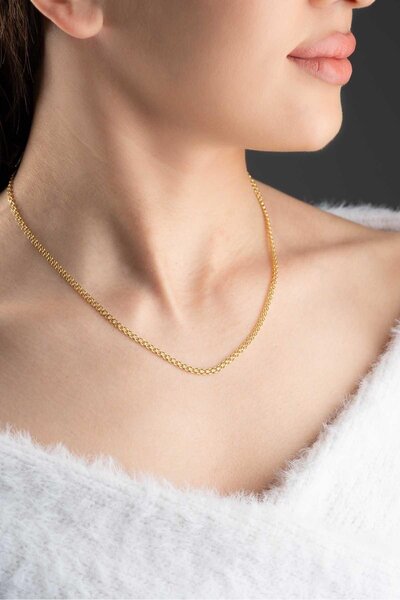 Bayar Gold 14 Ayar Altın Orta Kalın Hasır Zincir Kolye