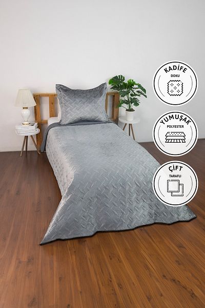 FAVORA Μονό κάλυμμα κρεβατιού Queen Anthracite Velvet