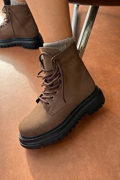 Mupa Shoes Γυναικείες Μπότες - Καφέ Χρώμα Suede Ύφασμα