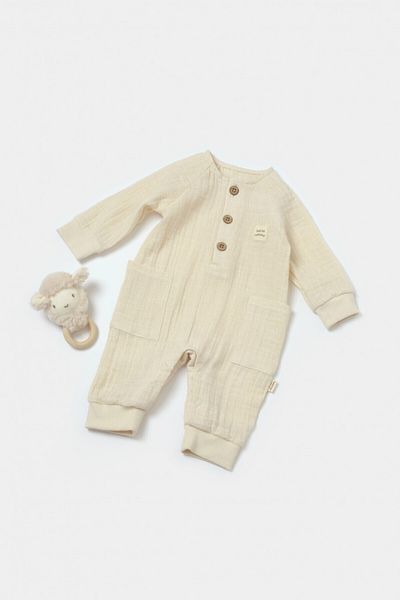 BabyCosy Salopeta Cu Nasturei, Winter Muselin,stone,