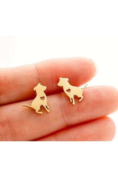 KÜP AKSESUAR Cute Dog Earrings - Stainless Steel - Gold Color