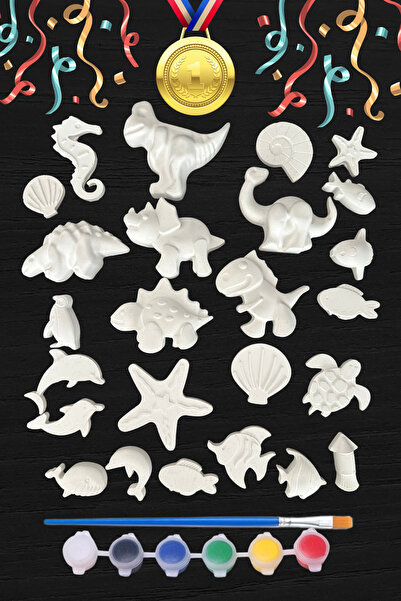 Craft3D Atölye 25 Adet Dinazor ve Deniz Canlıları (3D)- Beton/taş/figür/büst ...