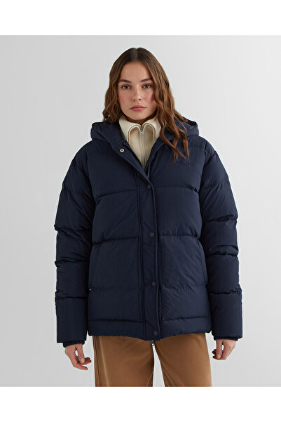 Gant Kadın Lacivert Kapüşonlu Kapitone Mont