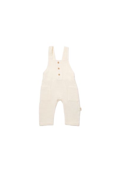 BabyCosy Salopeta De Vara Cu Buzunare Din Muselina, Ecru