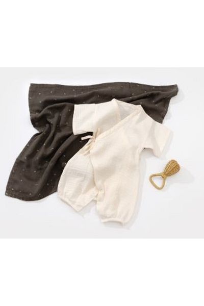 BabyCosy Salopeta Petrecuta Din Muselina, , Ecru