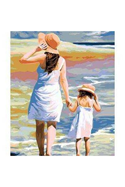 Genel Markalar Sayılarla Boyama Seti Çerçeveli Kasnaklı Anne ve Kız 50 x 65 cm