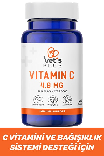 Vet's Plus C Vitamin Tablet 75'li (C Vitamini Desteğİ, Kedi ve Köpekler için)