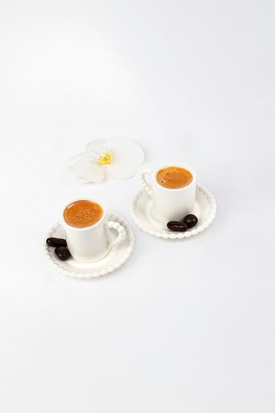 Benante Ceramic Coffee Cup Set with Bead Detail