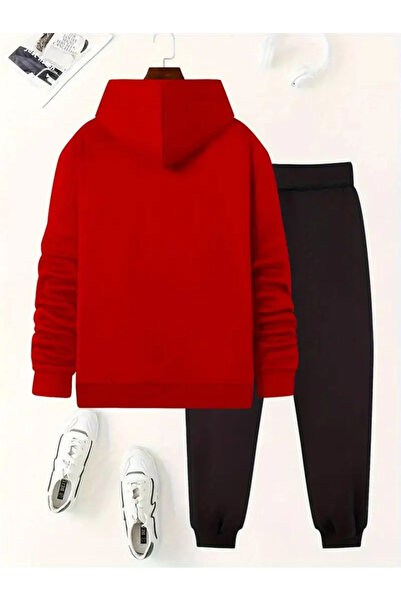 YOHO SPORT Eşofman Takımı Kapşonlu Boğa  Baskılı Şardonlu ve Pamuklu yumuşak kalın ürün 2'li set combin