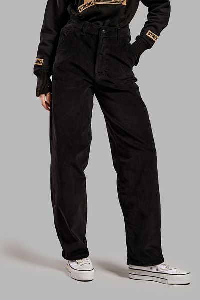 its basic Women's Black Color 26W41 Slim Corduroy Fabric Skater Fit Pants
