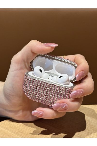 Paladyum Case AirPods Pro 1St Generation and Pro 2. Generation Compatible Pink Stone Case
