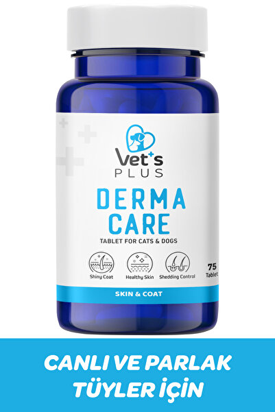 Vet's Plus Derma Care Tablet 75’li (Tüy Yapısı ve Sağlığı Destekleyici, Kedi ...