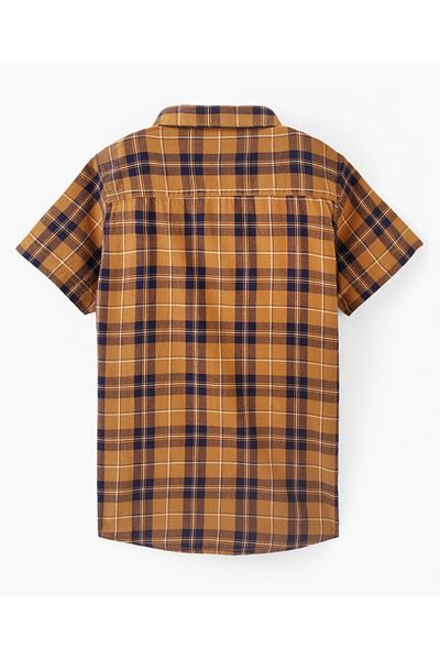 Pine kids Pine Kids Cotton Half Sleeves Checked Shirt With Soft Hand Feel- Brown