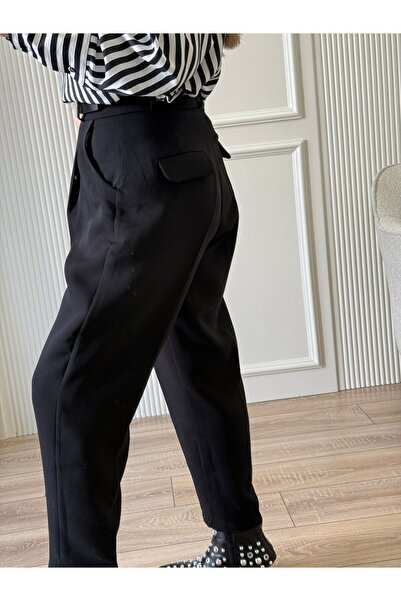 Flow Dubleface Siyah Kemerli Pantolon