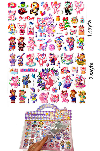 Limmy Set de autocolante cu două foi de iepuri drăguți cu geantă în relief - ...