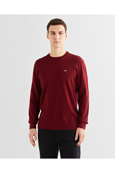 Gant Erkek Bordo Regular Fit Bisiklet Yaka Kazak