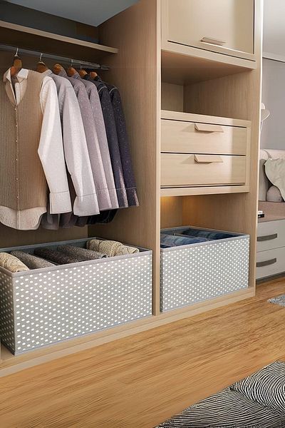 Ekici home textile 3 Pieces Gray Spotted Cabinet and Drawer Storage Box - 5 Compartment Organizer