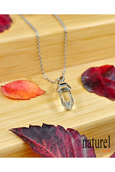 Naturel Tılsım Crystal Quartz Natural Stone Pandula Stainless Steel Chain Nec...