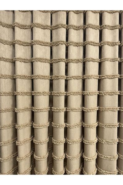Erdoğanlar Koza 1/3 Close Pleat - Horizontal Fringe Fund Holder, Cotton Linen, Mink Background Curtain