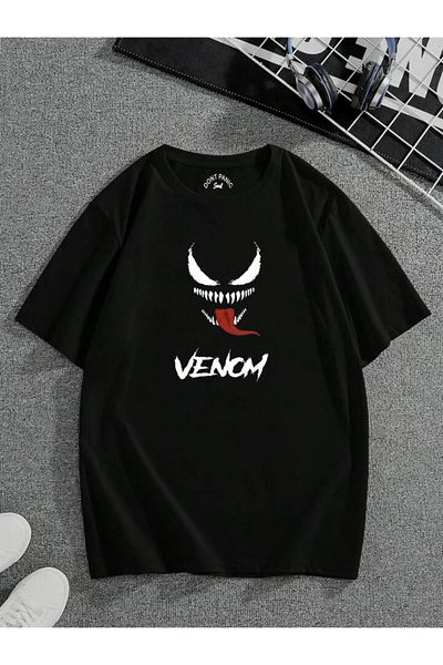 DEEPSENCE Unisex Black Oversize T-Shirt Venom Design