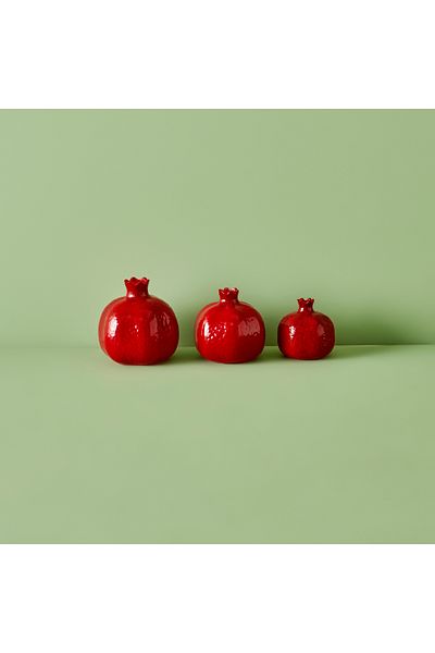 Bella Maison Set of 3 Pomegranate Objects - Red