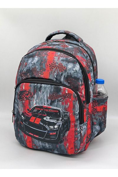 Bevitton Primary School Bag Car Printed Orthopedics Set of 3 Boys Gray Primary School Bag