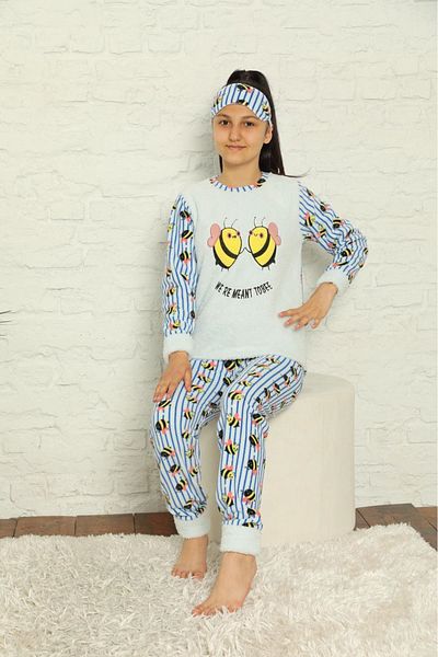 sharin Set pijamale de iarnă cu model albastru pentru fete 12f-20026-1