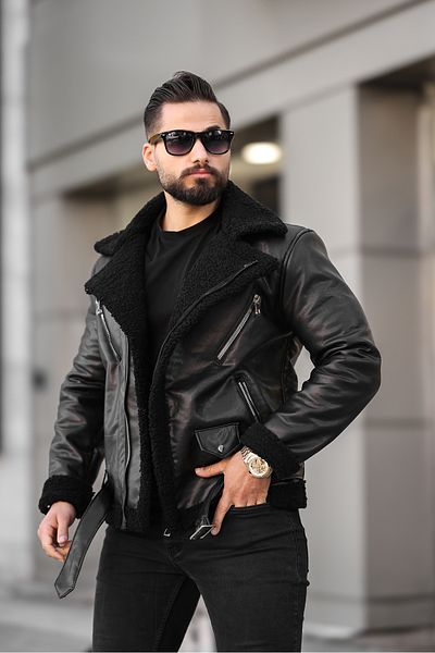 RHONES Laminated Leather Double Breasted Coat