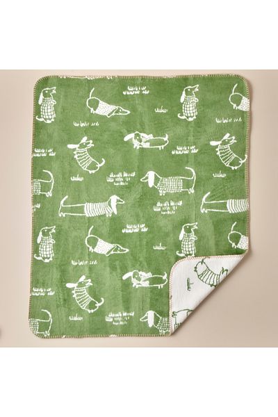 Bella Maison Sausage Dog Cotton Baby Blanket Green (100x120 cm)