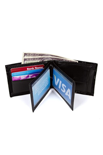 Newish Pánská černá peněženka s přihrádkou na mince a pouzdrem na karty