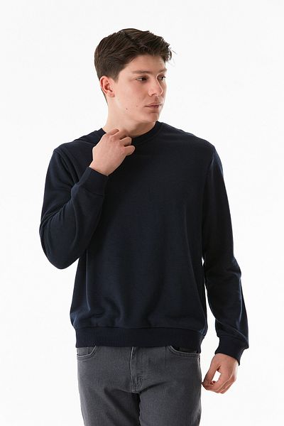 Fulla Moda Φούτερ με 3 κλωστές Basic Crew Neck