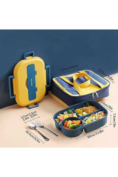 COOYA Lunch Box, 4-Compartment Bento Boxs, Food Storage Container with Spoon and Fork