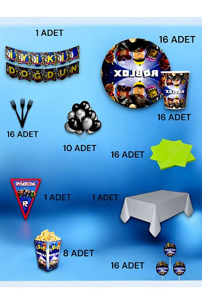 VibeHome Roblox Themed Ultra-Luxury Set for 16 - Birthday Party and Fun Events