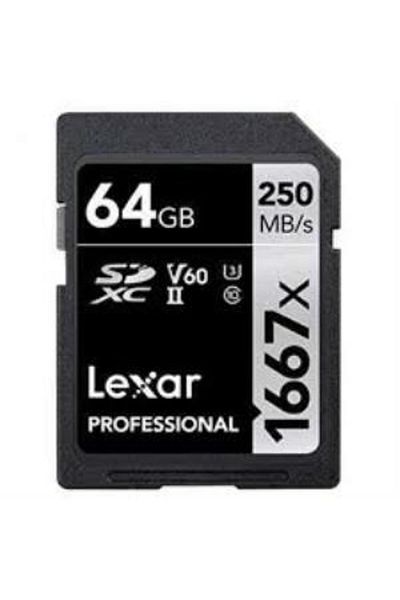 Lexar بطاقة ذاكرة 64 جيجابايت 1667x SD Uhsı V60 بسرعة 250 ميجابايت/ثانية