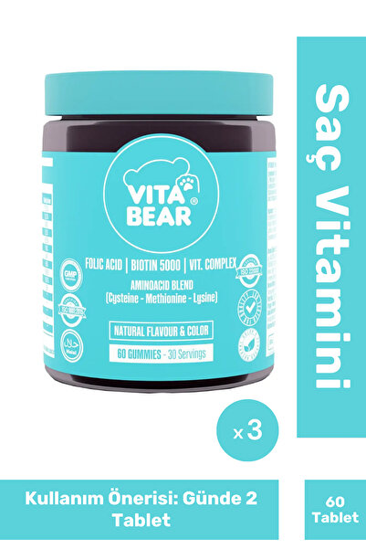 Vita Bear Strong Hair Gummy Saç Vitamini 60 Yumuşak Kapsül X 3 Adet
