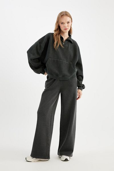 DeFacto Coool Wide Leg Washed Pale Effect Basic Loose Wide Leg Sweatpants with Pockets