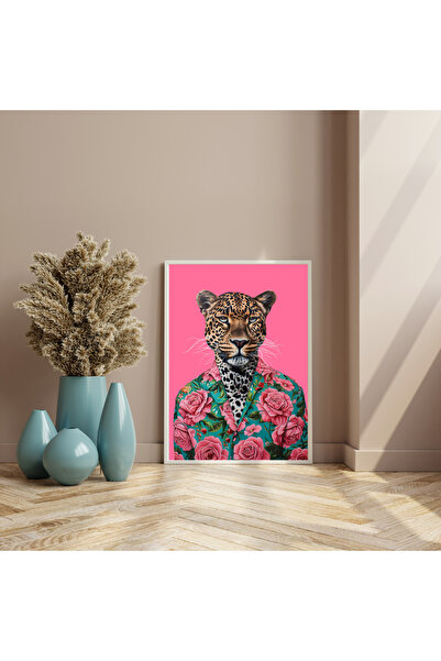 Mıymıntı dukkan Ahşap Çerçeveli Tekli Tablo - Maximalist Kıyafet Giymiş Kapla...