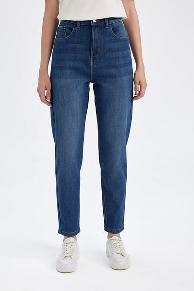 DeFacto Lina Comfort Mom Pantaloni lavabili Jean cu talie înaltă până la glezne C9611ax24wn
