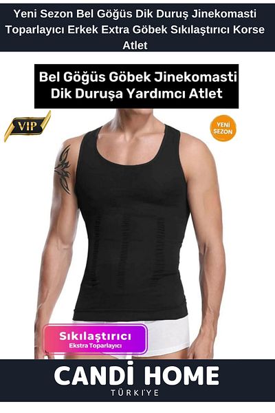 HOBİ CONDİ Men's Premium Upright Posture Gynecomastia - Breast Enhancing and Belly Firming Corset Undershirt