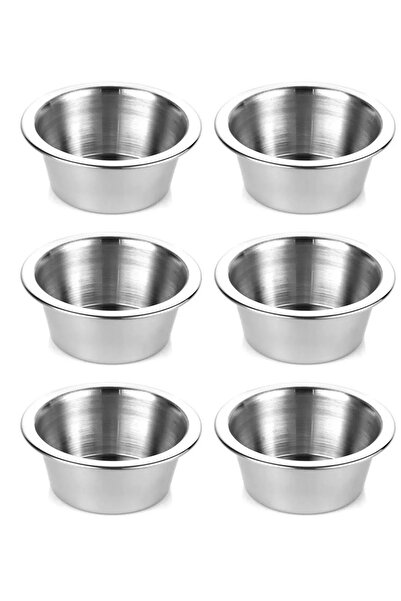 KT HOME Sosluk 6 Lı Paslanmaz Çelik Mini Kase Lokumluk Reçellik Çerezlik Sosluk 6 Adet 8 Cm Metal